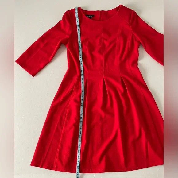 AGB Dress Midi Red 12 Large 3/4 Length Sleeves - Picture 11 of 11